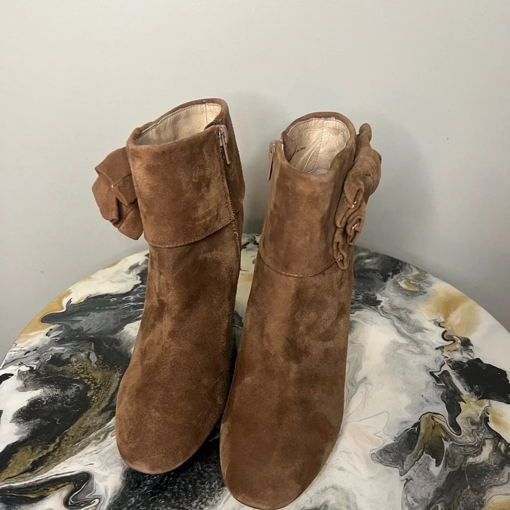 Kate Spade New York Brown Suede Ankle Booties with Bow